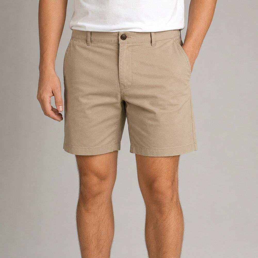 NEW J.Crew 7" Inseam Flex Chino Short Mens 34 Beige Stretch Flat Front